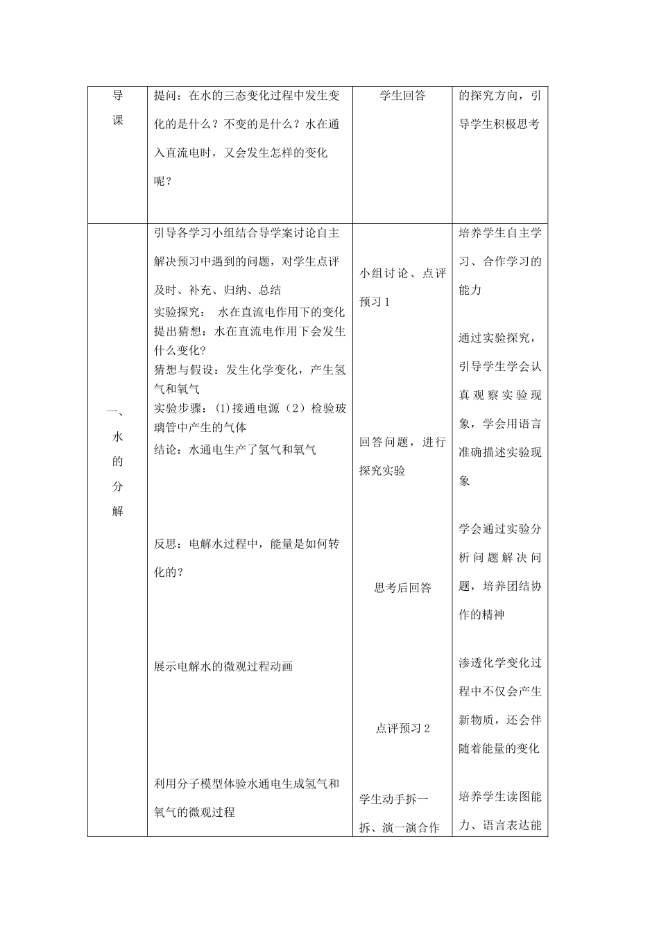 八年级化学全册 第二单元 第三节 水分子的变化教学设计2 （新版）鲁教版五四制-鲁教版五四制初中八年级全册化学教案_第2页