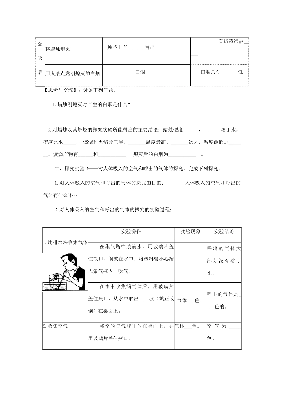 湖南省茶陵县世纪星实验学校九年级化学《对蜡烛及其燃烧的探究 实验》学案（无答案）_第2页