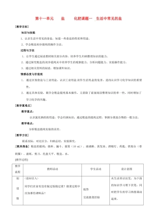 福建省大田县第四中学九年级化学《11.1生活中常见的盐》教学案