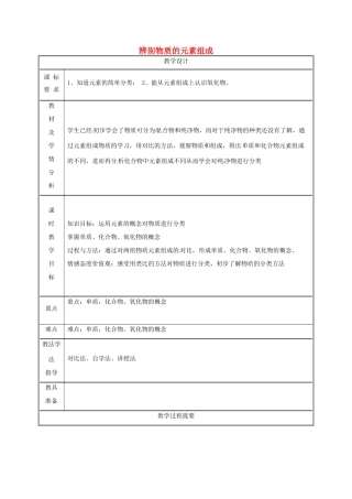 湖南省益阳市资阳区迎丰桥镇九年级化学上册 第2章 空气、物质的构成 2.4 辨别物质的元素组成（第3课时）教案 （新版）粤教版-（新版）粤教版初中九年级上册化学教案