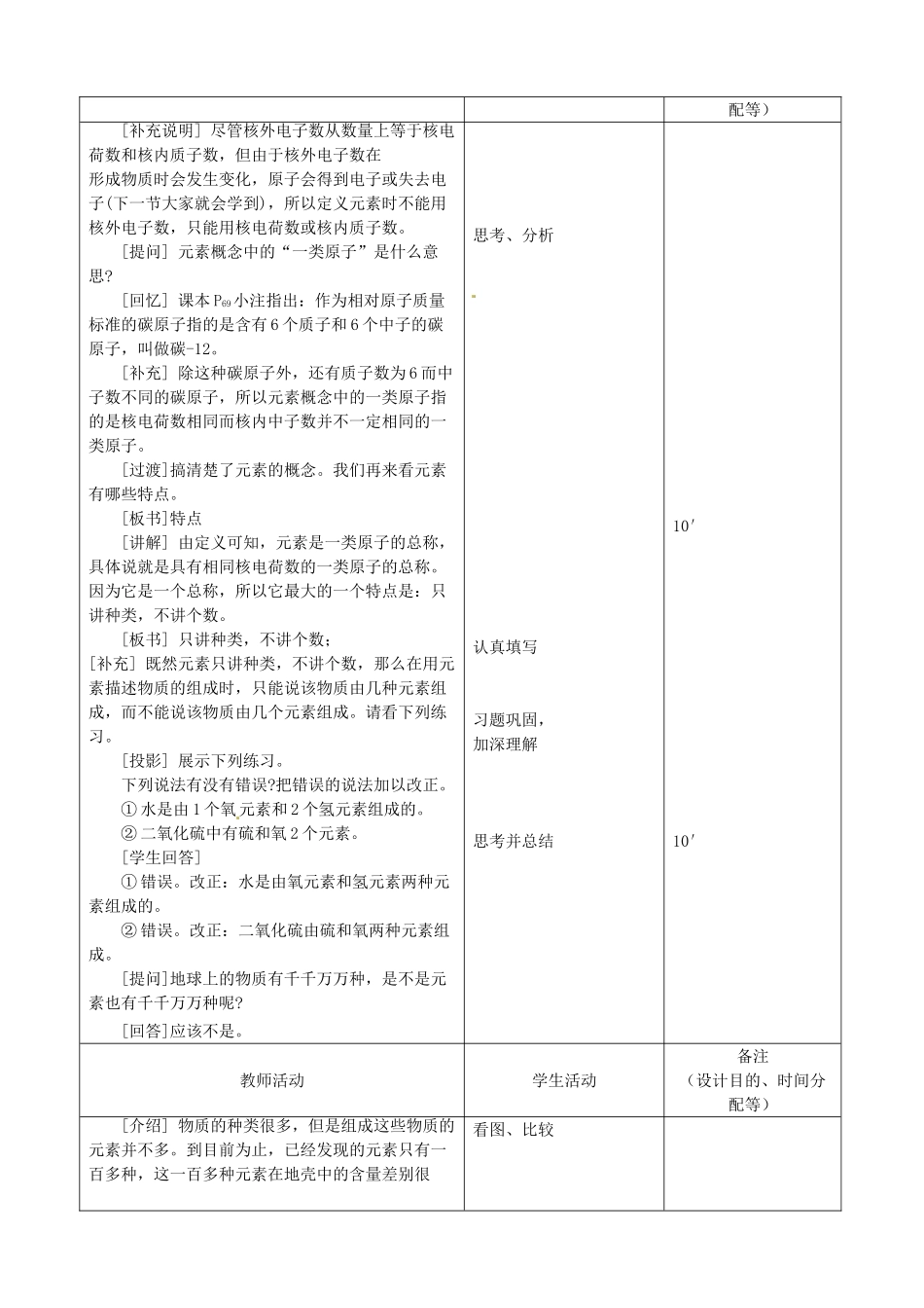 吉林省四平市第十七中学九年级化学上册《3.3.1 元素》教案 （新版）新人教版_第2页