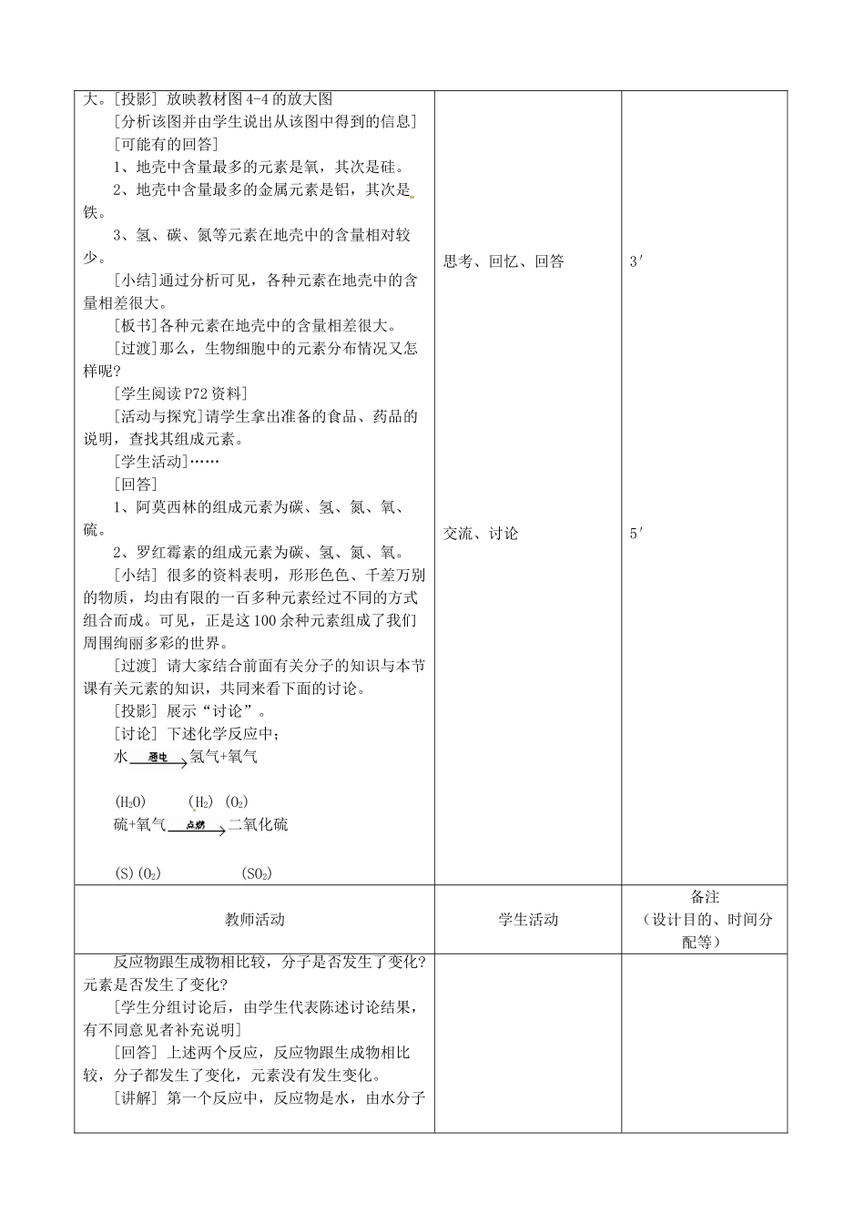 吉林省四平市第十七中学九年级化学上册《3.3.1 元素》教案 （新版）新人教版_第3页