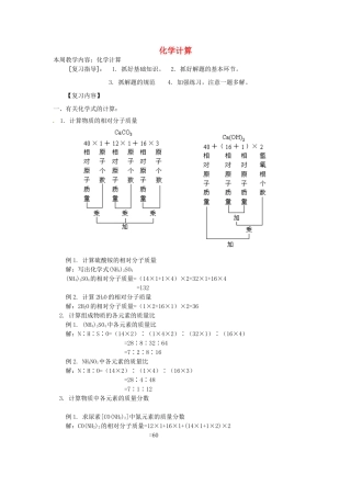 湖南省醴陵市青云学校九年级化学上册 9 化学计算辅导教学案 新人教版