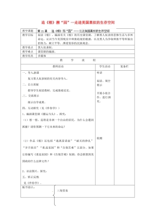 江苏省连云港市岗埠中学九年级历史上册 追《根》溯“园”—走进美国黑奴的生存空间教案 北师大版