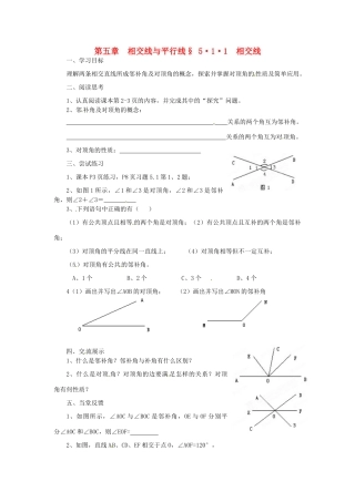 福建省建瓯市徐墩中学七年级数学下册《511相交线》学案 人教新课标版