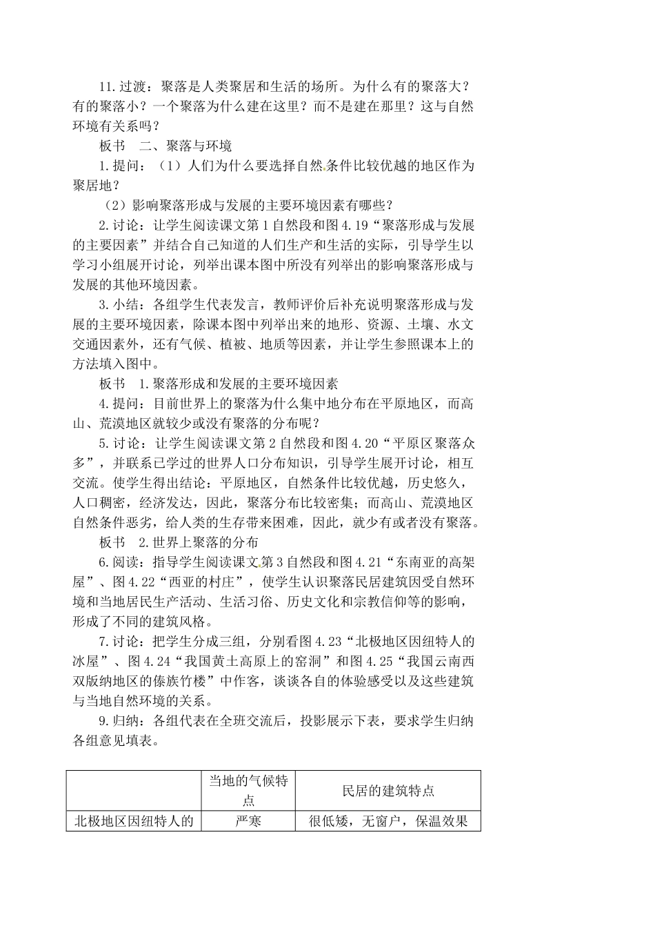 江苏省涟水县第四中学七年级地理上册 第四章 居民和聚落 第三节 《人类的居住地和聚落》教案 新人教版_第3页