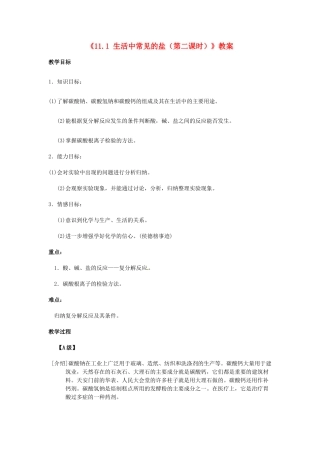 江苏省东台市唐洋镇中学九年级化学下册《11.1 生活中常见的盐（第二课时）》教案 新人教版
