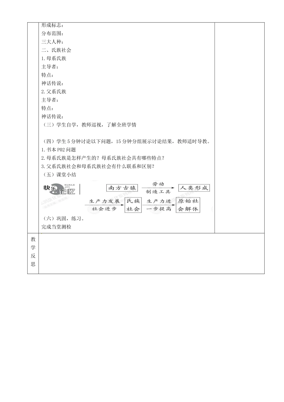 湖南省茶陵县九年级历史上册《第1课 史前时期的人类》教案 人教新课标版_第2页