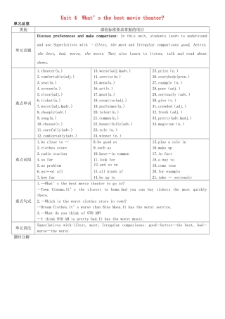 八年级英语上册 Unit 4 What’s the best movie theater（第1课时）导学案 （新版）人教新目标版-（新版）人教新目标版初中八年级上册英语学案