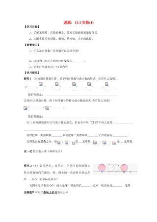 八年级数学上册 13.3实数1导学练案 新人教版