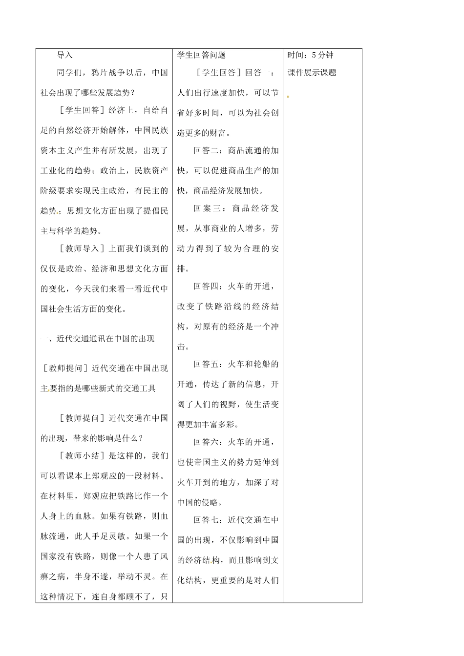 吉林省四平市第十七中学八年级历史上册 第20课 社会生活的变化教案 新人教版_第2页