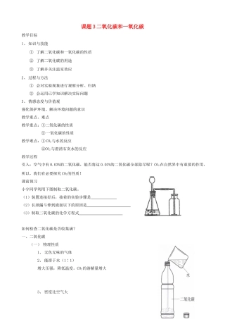 江苏省启东市初中化学 6.3 二氧化碳和一氧化碳教案