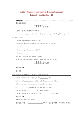 八年级英语下册 Unit 5 What were you doing when the rainstorm came（Period1 SectionA1a—2d）学案设计 （新版）人教新目标版-（新版）人教新目标版初中八年级下册英语学案