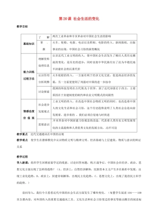 湖南省长沙县路口镇麻林中学八年级历史上册《第20课 社会生活的变化》教案 新人教版