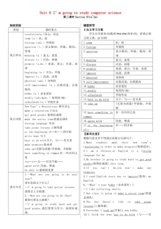 八年级英语上册 Unit 6 I’m going to study computer science（第3课时）导学案 （新版）人教新目标版-（新版）人教新目标版初中八年级上册英语学案