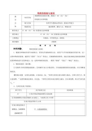 黑龙江省鸡西市恒山区中考化学 第17讲 物质的检验与鉴别复习教案1-人教版初中九年级全册化学教案