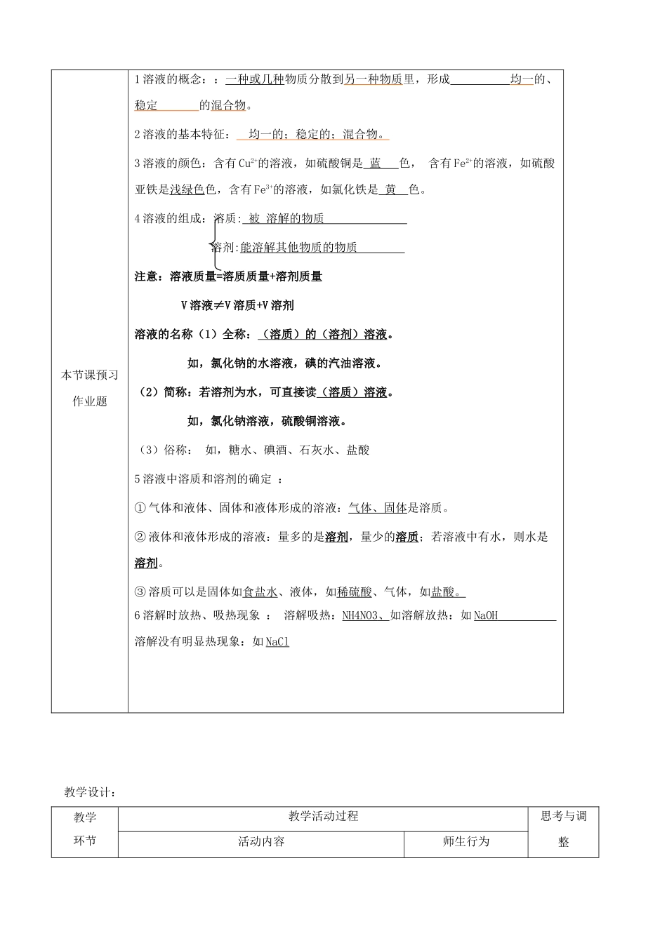江苏省启东市初中化学 9.1 溶液的形成教案_第2页