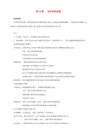 湖南省长沙县路口镇麻林中学九年级历史下册《第12课 亚非拉的奋起》教案 新人教版