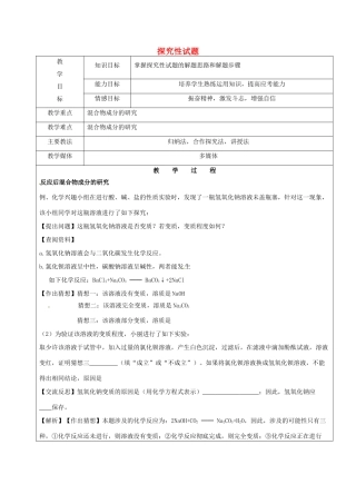 黑龙江省鸡西市恒山区中考化学复习7 探究性试题教案-人教版初中九年级全册化学教案