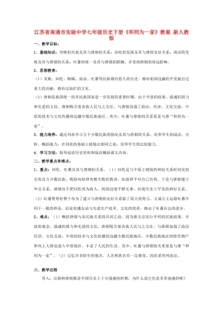 江苏省南通市实验中学七年级历史下册《和同为一家》教案 新人教版