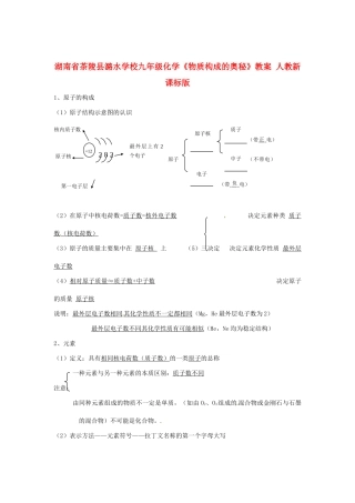 湖南省茶陵县潞水学校九年级化学《物质构成的奥秘》教案 人教新课标版