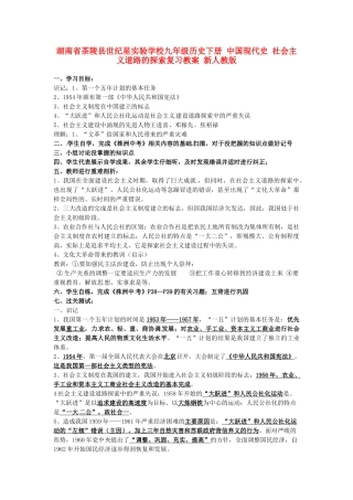 湖南省茶陵县世纪星实验学校九年级历史下册 中国现代史 社会主义道路的探索复习教案 新人教版
