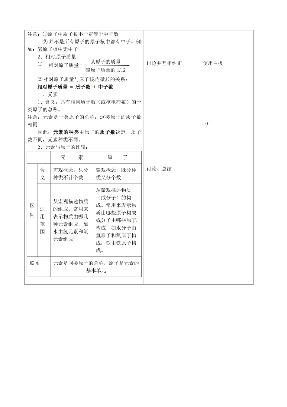 吉林省四平市第十七中学九年级化学上册《第三单元 物质构成的奥秘 复习课（一）》教案 （新版）新人教版_第2页
