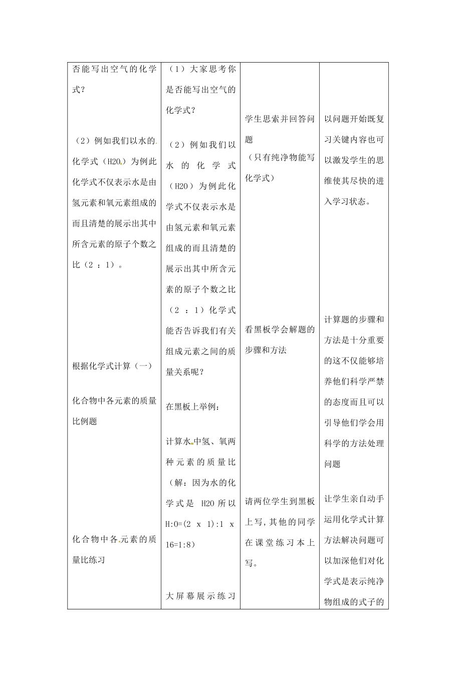 江苏省九年级化学 第三章 第四节 物质组成的表示方法（第二课时）教案 沪教版_第2页