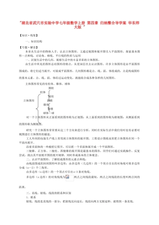 湖北省武穴市实验中学七年级数学上册 第四章 归纳整合导学案 华东师大版 