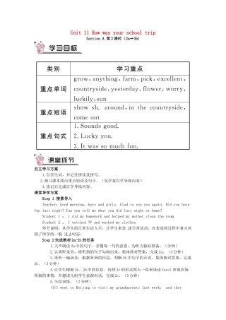 春七年级英语下册 Unit 11 How was your school trip Section A（第2课时）导学案 （新版）人教新目标版-（新版）人教新目标版初中七年级下册英语学案