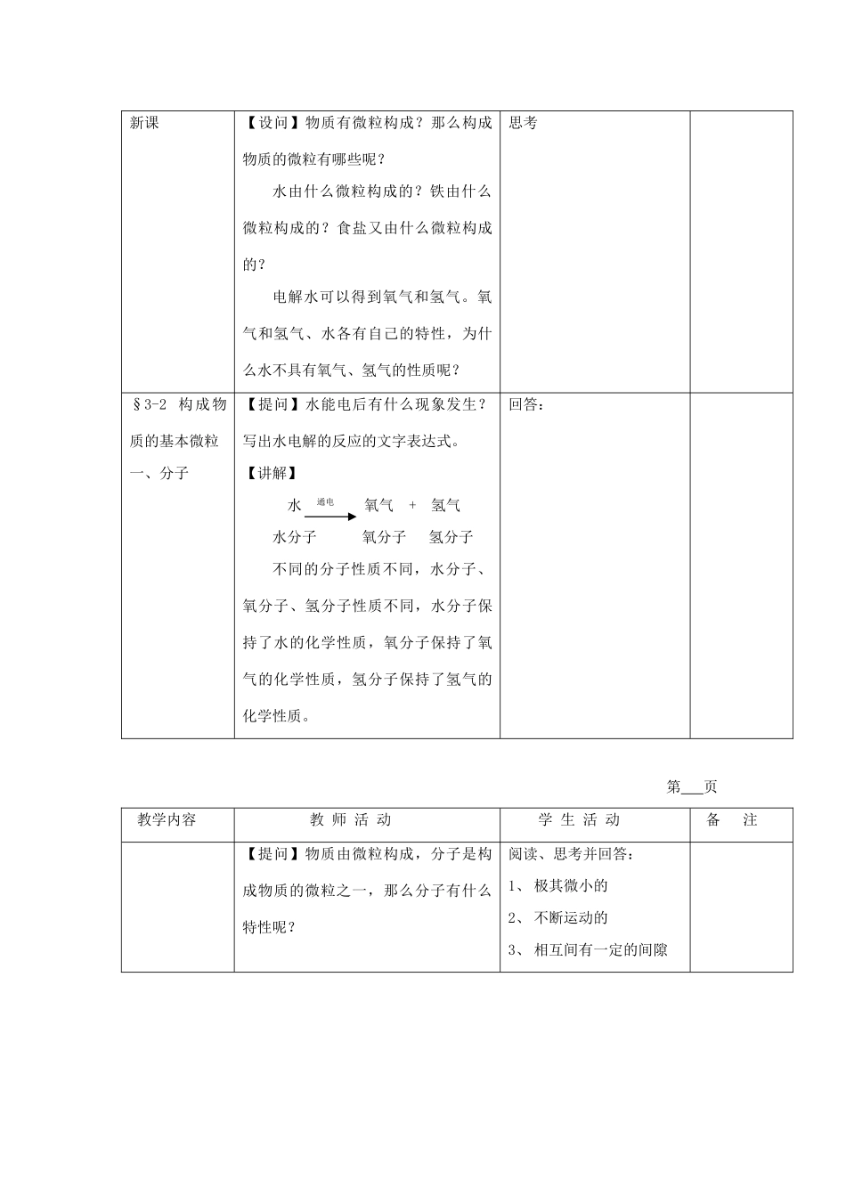 贵州省遵义市九年级化学 3.2《构成物质的基本微粒》教案（1） 沪教版_第2页
