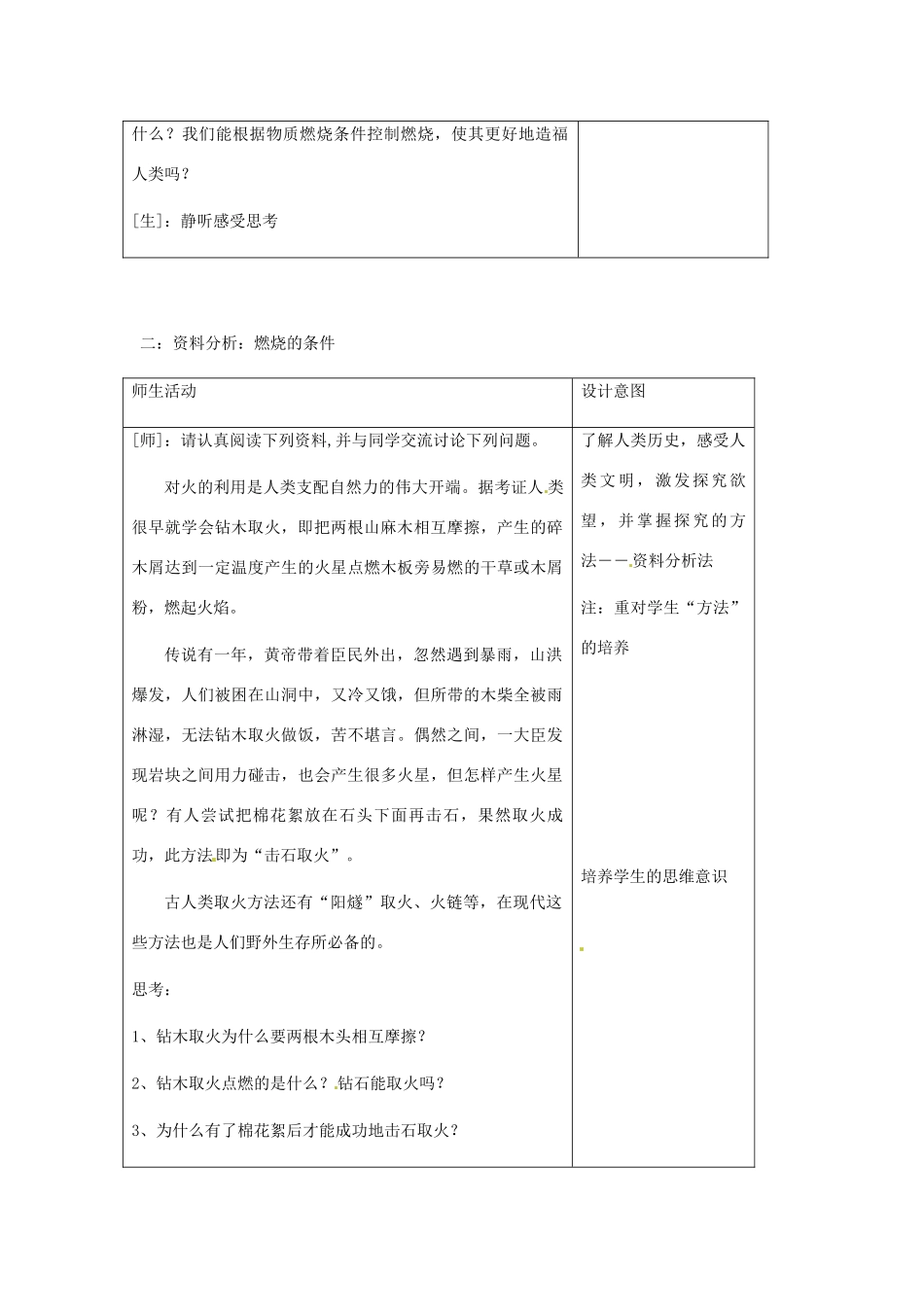 北京市房山区石窝中学九年级化学全册《燃烧和灭火》教案_第2页