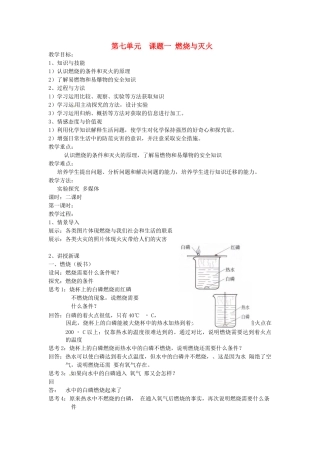 江苏省大丰市万盈二中九年级化学《第七单元》教案 人教新课标版