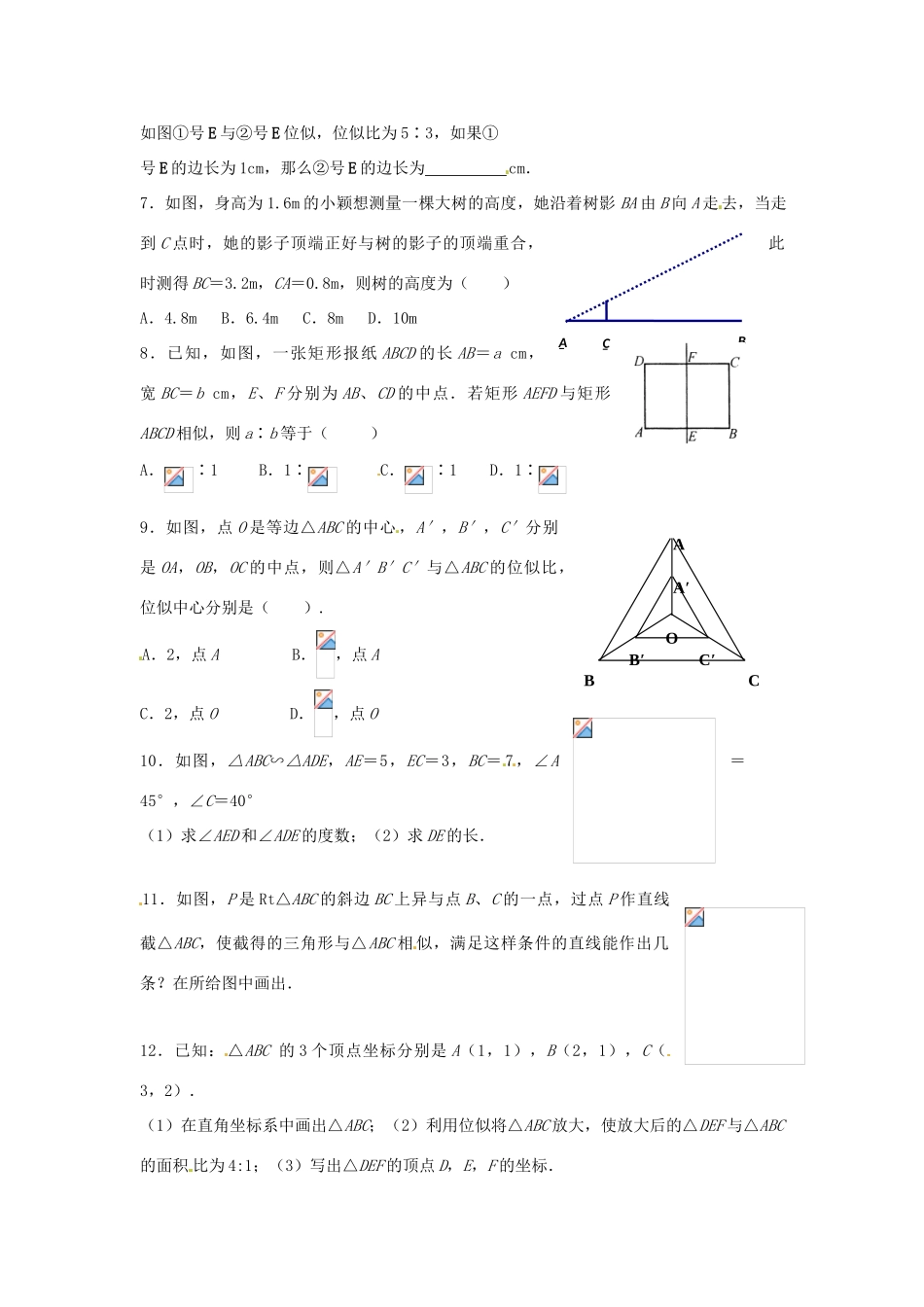 八年级数学下册 第十章图形的相似学案 苏科版_第2页