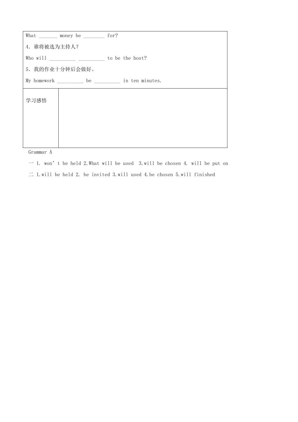 八年级英语下册 Unit 4 A charity show Grammar A精品学案 牛津译林版_第3页