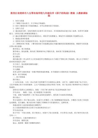黑龙江省虎林市八五零农场学校九年级化学《原子的构成》教案 人教新课标版