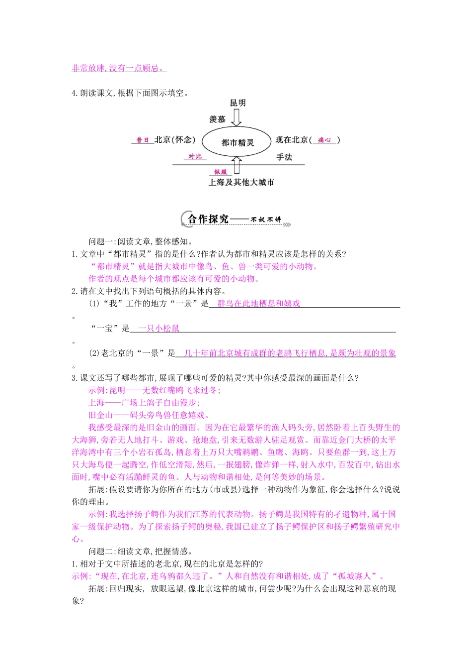 八年级语文上册 第22课 都市精灵导学案 苏教版-苏教版初中八年级上册语文学案_第2页