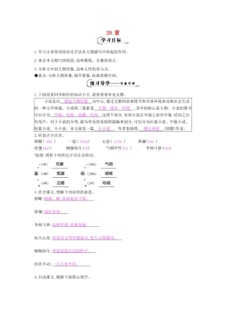 八年级语文下册 第20课 窗导学案 苏教版-苏教版初中八年级下册语文学案