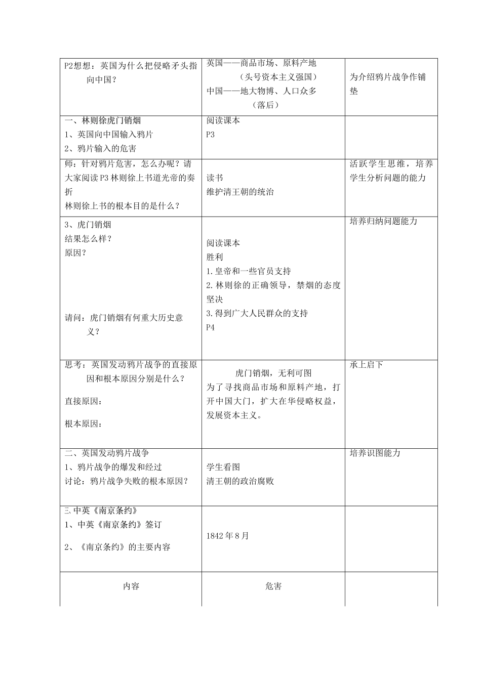 八年级历史上册 第1课 鸦片战争教案 川教版-川教版初中八年级上册历史教案_第2页