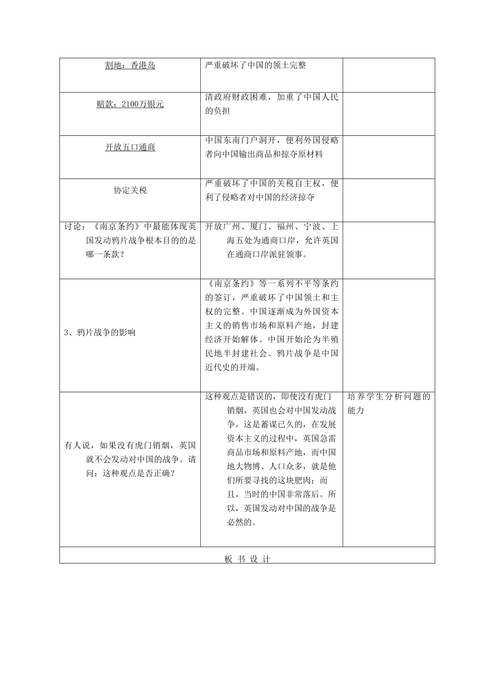 八年级历史上册 第1课 鸦片战争教案 川教版-川教版初中八年级上册历史教案_第3页