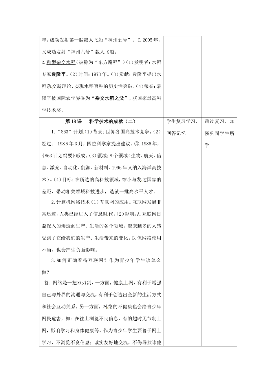 江苏省昆山市锦溪中学八年级历史下册 第6-7单元复习教案1 新人教版_第2页