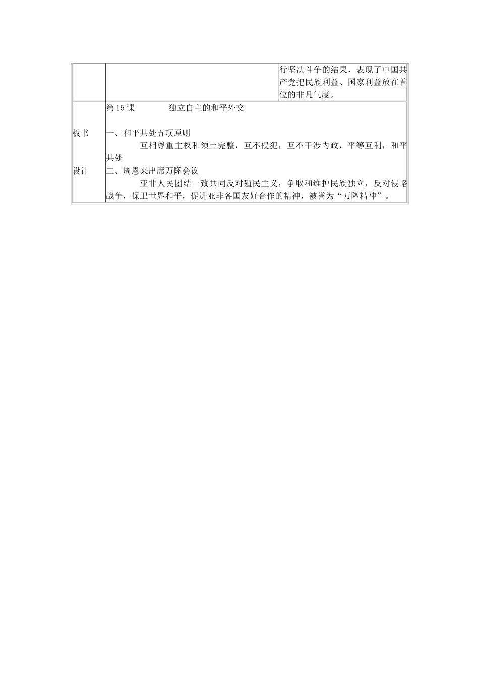 八年级历史下册 第15课 独立自主的和平外交教学设计 新人教版-新人教版初中八年级下册历史教案_第3页