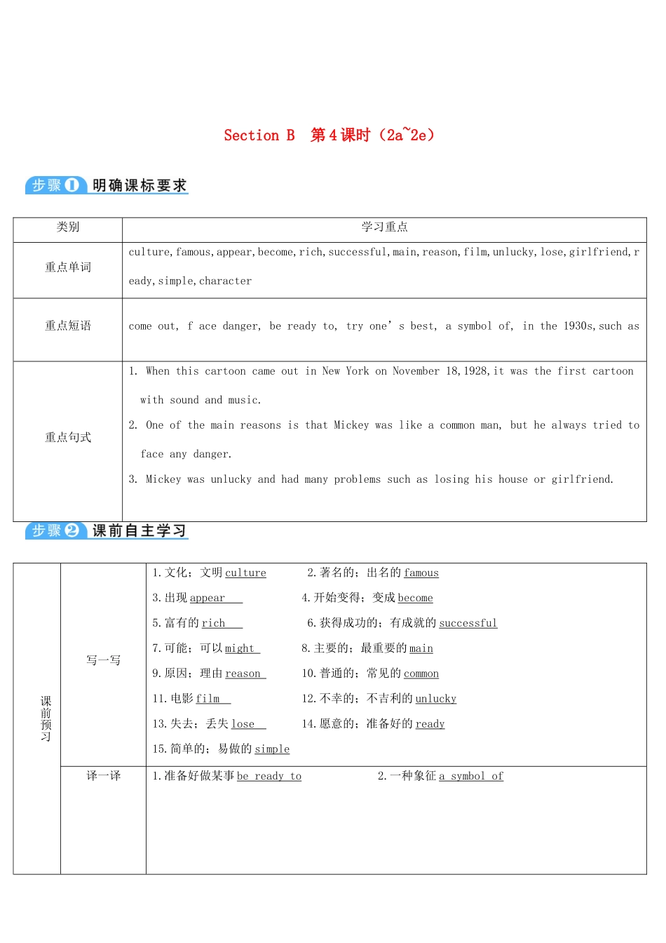 八年级英语上册 Unit 5 Do you want to watch a game show Section B 第4课时导学案 （新版）人教新目标版-（新版）人教新目标版初中八年级上册英语学案_第1页