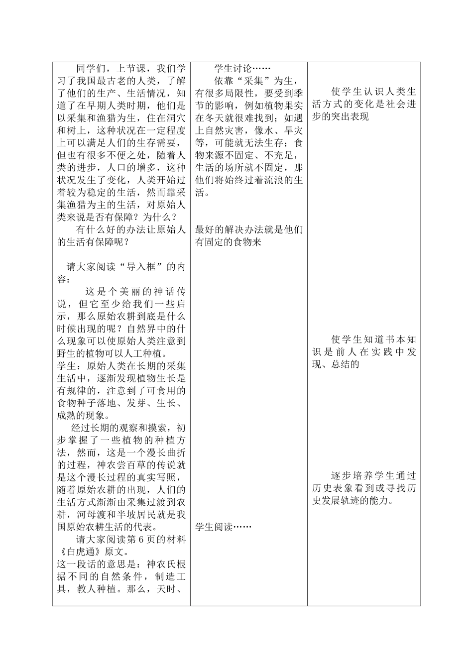 冀教版七年级历史上册第2课原始的农耕生活教学设计_第2页