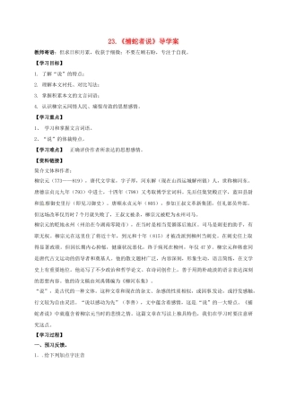 湖南省耒阳市九年级语文上册 第六单元 23 捕蛇者说学案 （新版）语文版-（新版）语文版初中九年级上册语文学案