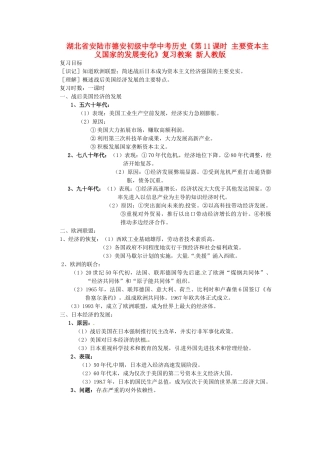 湖北省安陆市德安初级中学中考历史《第11课时 主要资本主义国家的发展变化》复习教案 新人教版