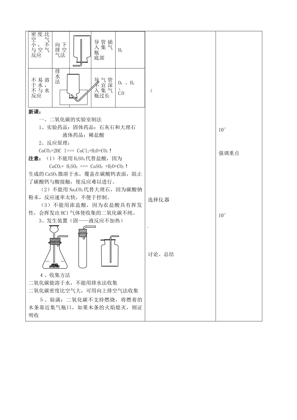 吉林省四平市第十七中学九年级化学上册《6.2 二氧化碳制取的研究》教案 （新版）新人教版_第2页