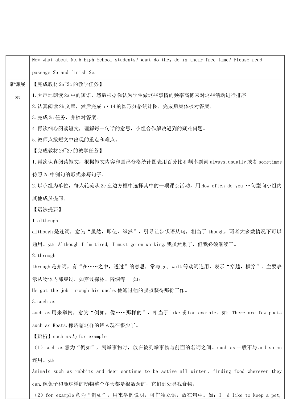 八年级英语上册 Unit 2 How often do you exercise Section B 第4课时导学案 （新版）人教新目标版-（新版）人教新目标版初中八年级上册英语学案_第2页