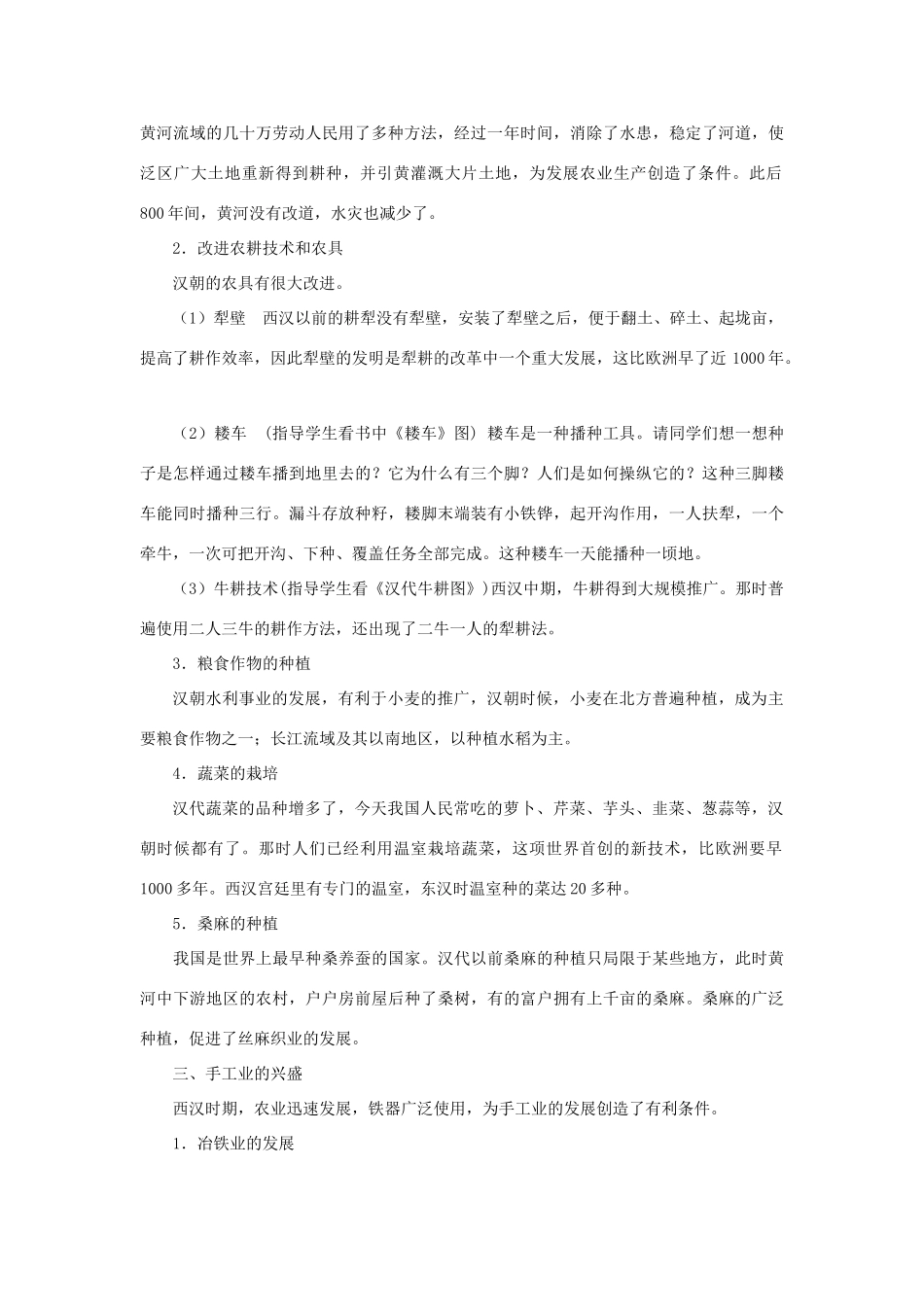 安徽省枞阳县钱桥初级中学七年级历史上册 第三单元 第13课 两汉经济的发展配套教案 （新版）新人教版_第2页