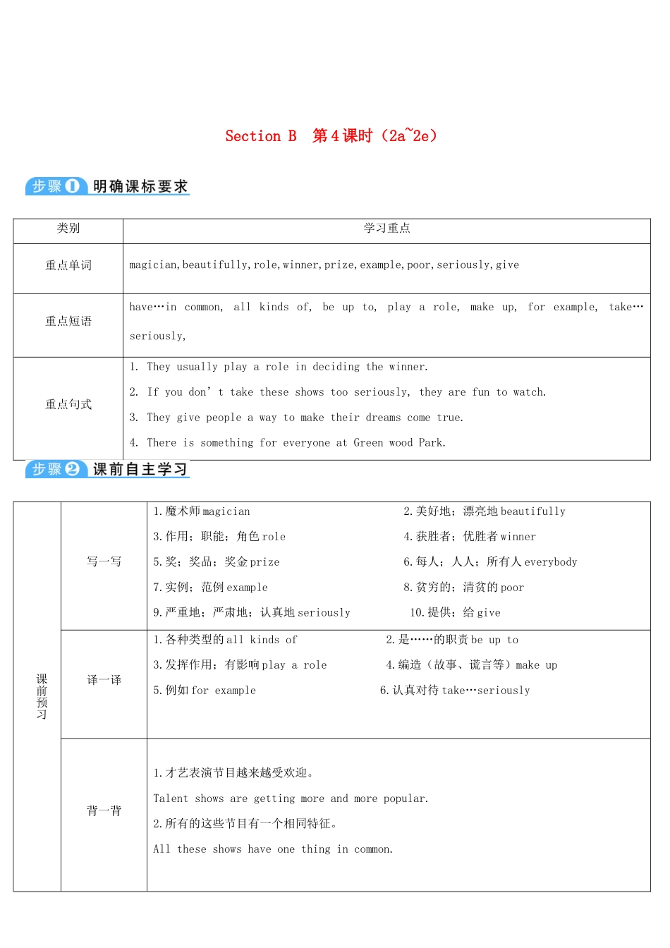 八年级英语上册 Unit 4 What's the best movie theater Section B 第4课时导学案 （新版）人教新目标版-（新版）人教新目标版初中八年级上册英语学案_第1页